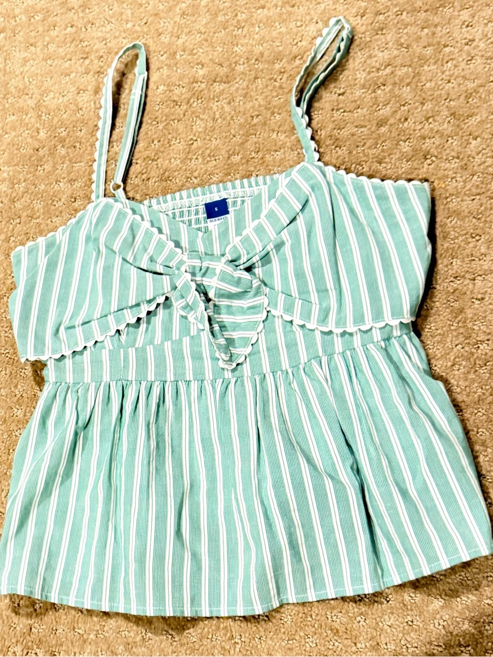 Wimens Striped Mint Green Tie-Front Tank Top